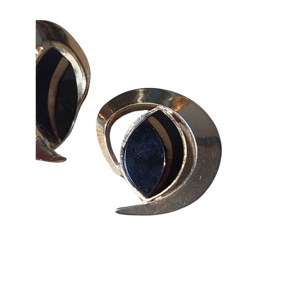 Sarah Coventry 1961 Black Saturn Clip On Designer Costume Jewelry Vtg Earrings - Picture 3 of 6